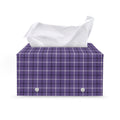 Purple And White Tattersall Print Leather Tissue Box Cover