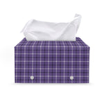 Purple And White Tattersall Print Leather Tissue Box Cover