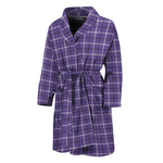 Purple And White Tattersall Print Men's Bathrobe