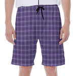Purple And White Tattersall Print Men's Beach Shorts