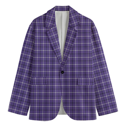 Purple And White Tattersall Print Men's Blazer