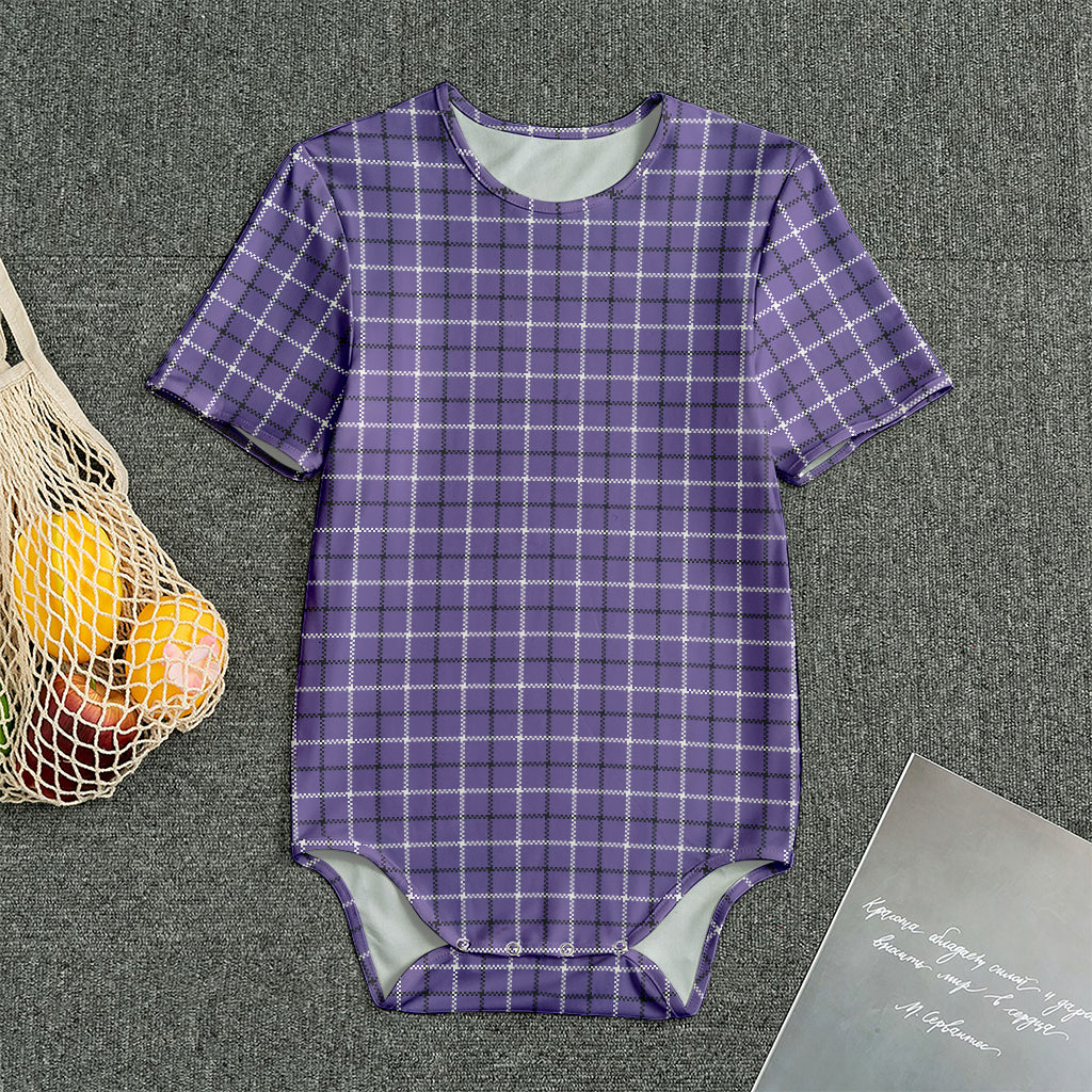 Purple And White Tattersall Print Men's Bodysuit