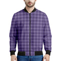 Purple And White Tattersall Print Men's Bomber Jacket