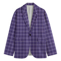 Purple And White Tattersall Print Men's Cotton Blazer