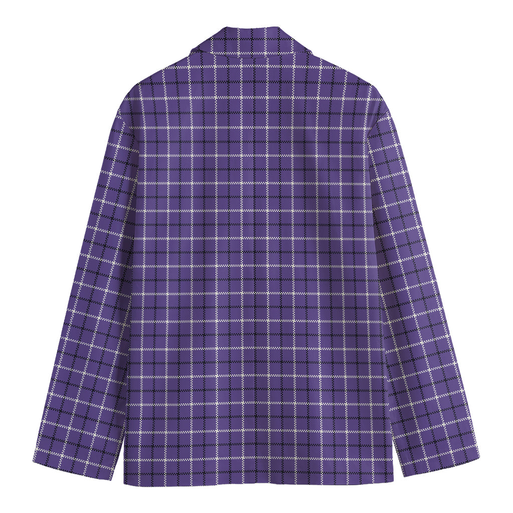 Purple And White Tattersall Print Men's Cotton Blazer