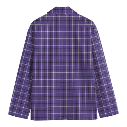 Purple And White Tattersall Print Men's Cotton Blazer