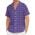 Purple And White Tattersall Print Men's Deep V-Neck Shirt