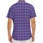 Purple And White Tattersall Print Men's Deep V-Neck Shirt