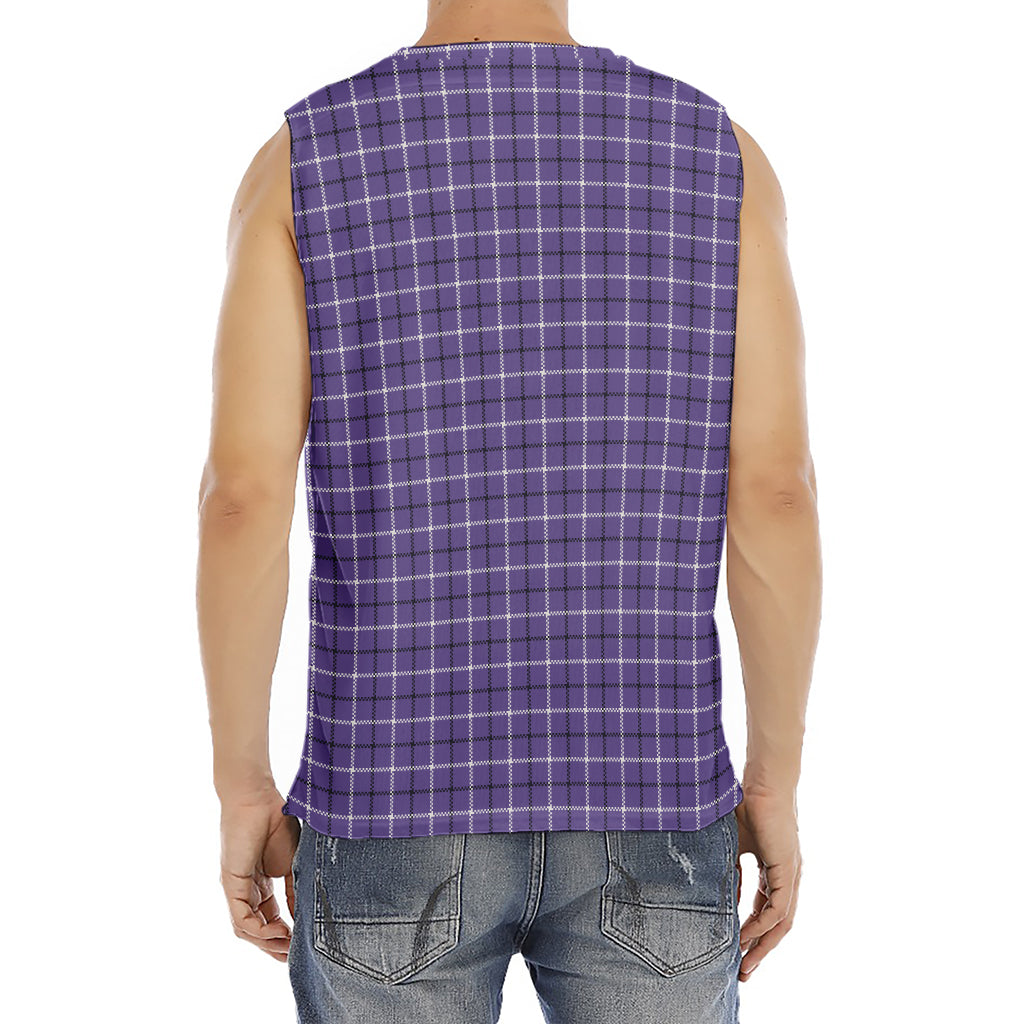 Purple And White Tattersall Print Men's Fitness Tank Top
