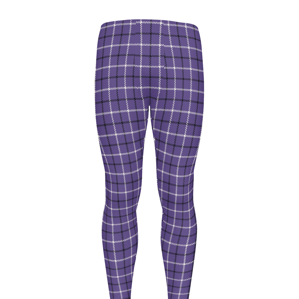 Purple And White Tattersall Print Men's leggings