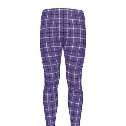 Purple And White Tattersall Print Men's leggings