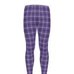Purple And White Tattersall Print Men's leggings