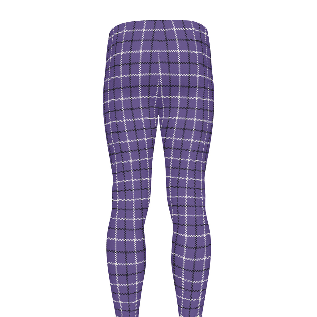 Purple And White Tattersall Print Men's leggings