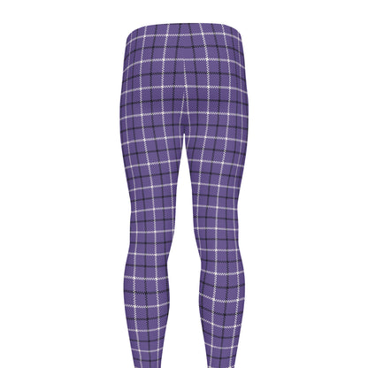 Purple And White Tattersall Print Men's leggings