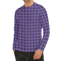 Purple And White Tattersall Print Men's Long Sleeve Rash Guard
