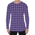 Purple And White Tattersall Print Men's Long Sleeve T-Shirt