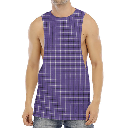 Purple And White Tattersall Print Men's Muscle Tank Top
