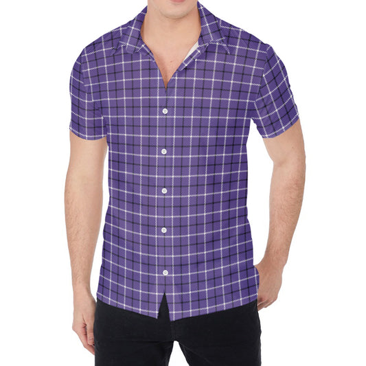 Purple And White Tattersall Print Men's Shirt