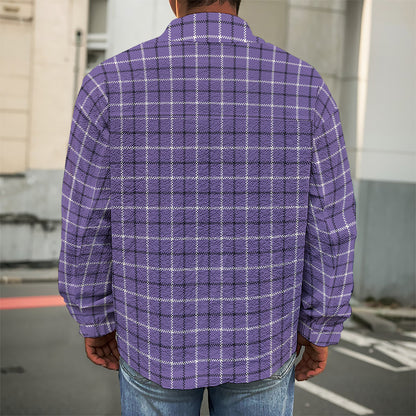 Purple And White Tattersall Print Men's Shirt Jacket