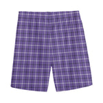 Purple And White Tattersall Print Men's Sports Shorts
