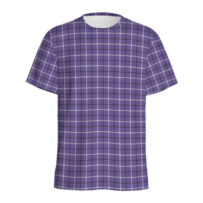 Purple And White Tattersall Print Men's Sports T-Shirt