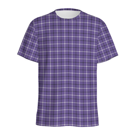 Purple And White Tattersall Print Men's Sports T-Shirt