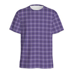 Purple And White Tattersall Print Men's Sports T-Shirt