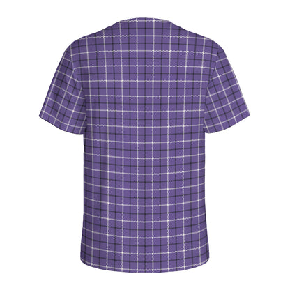 Purple And White Tattersall Print Men's Sports T-Shirt