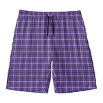 Purple And White Tattersall Print Men's Swim Trunks