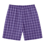 Purple And White Tattersall Print Men's Swim Trunks