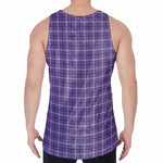 Purple And White Tattersall Print Men's Velvet Tank Top