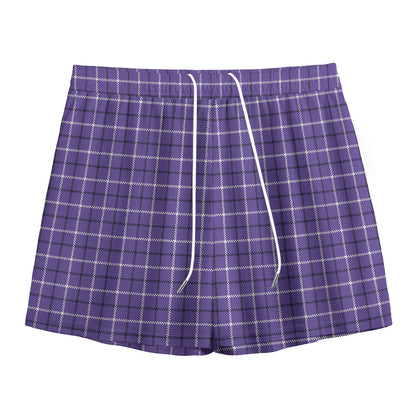 Purple And White Tattersall Print Mesh Shorts