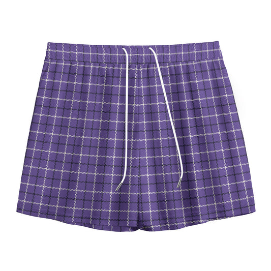 Purple And White Tattersall Print Mesh Shorts