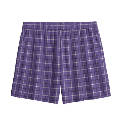 Purple And White Tattersall Print Mesh Shorts