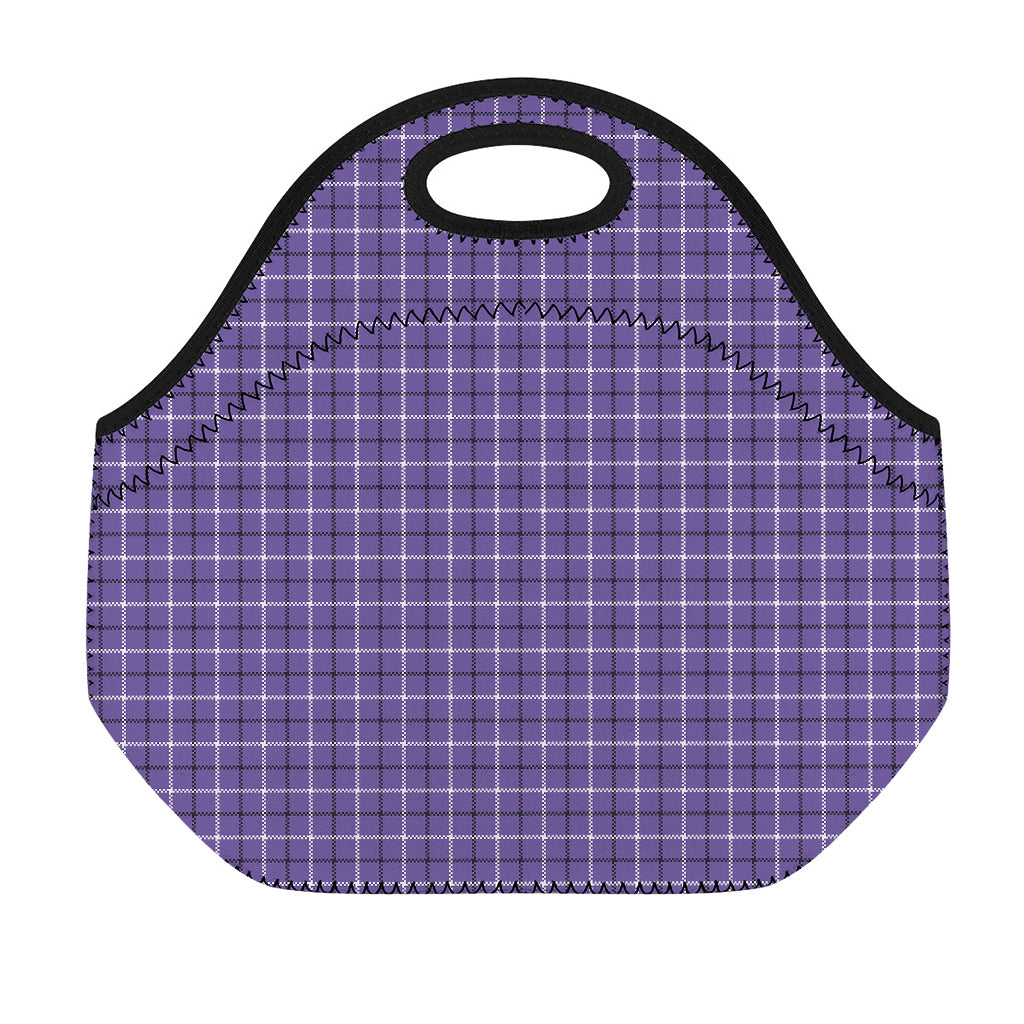 Purple And White Tattersall Print Neoprene Lunch Bag