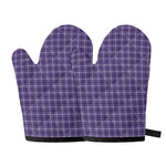 Purple And White Tattersall Print Oven Mitts