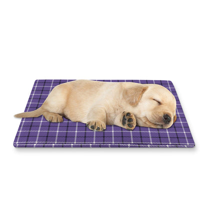 Purple And White Tattersall Print Pet Cooling Mat Cover