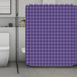 Purple And White Tattersall Print Polyester Shower Curtain