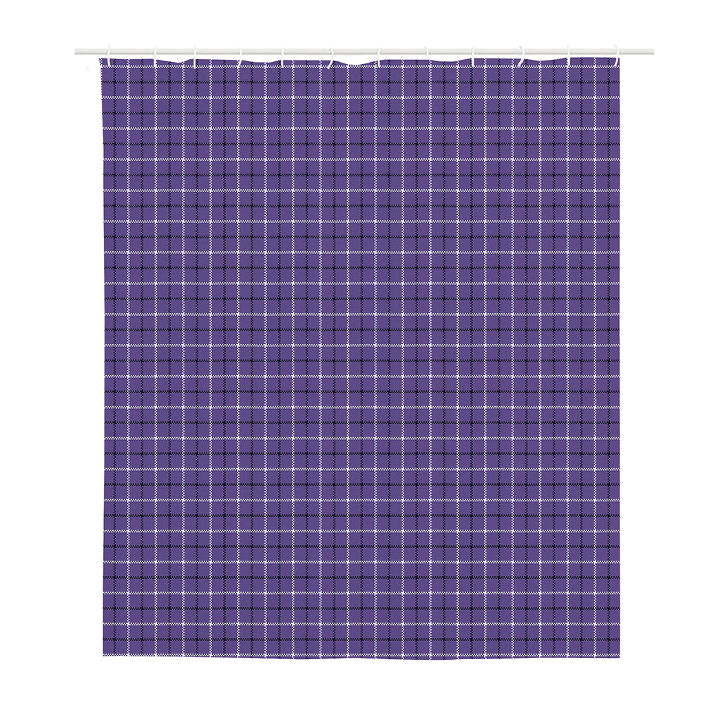 Purple And White Tattersall Print Polyester Shower Curtain