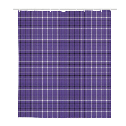 Purple And White Tattersall Print Polyester Shower Curtain