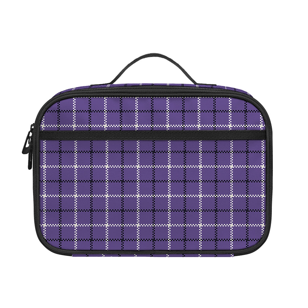 Purple And White Tattersall Print Portable Lunch Bag
