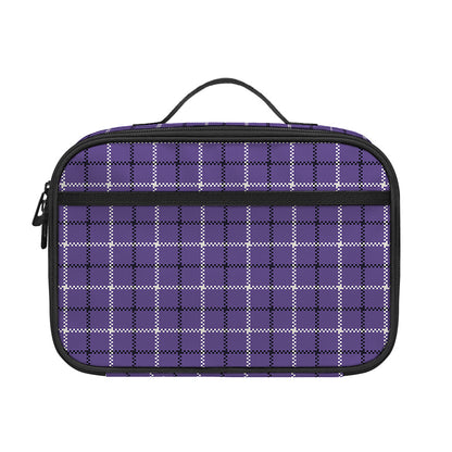 Purple And White Tattersall Print Portable Lunch Bag
