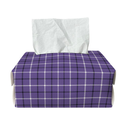 Purple And White Tattersall Print Rectangle Tissue Box Cover