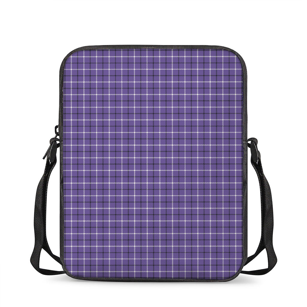 Purple And White Tattersall Print Rectangular Crossbody Bag