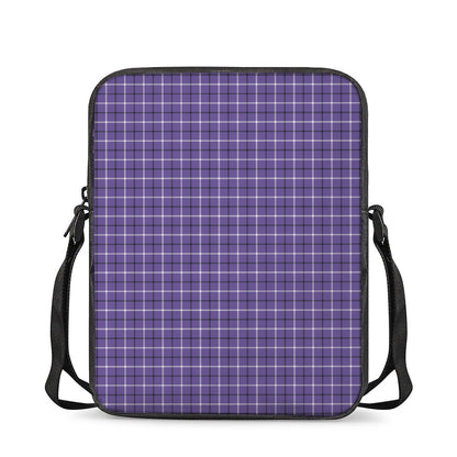 Purple And White Tattersall Print Rectangular Crossbody Bag