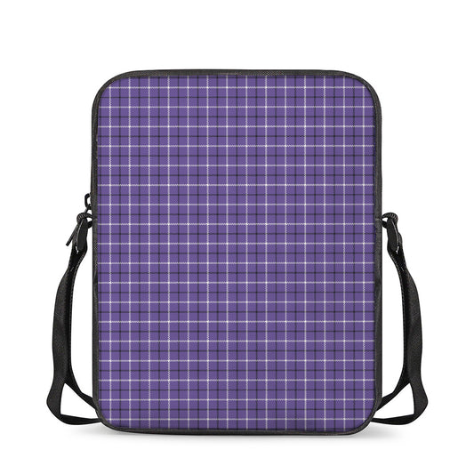 Purple And White Tattersall Print Rectangular Crossbody Bag