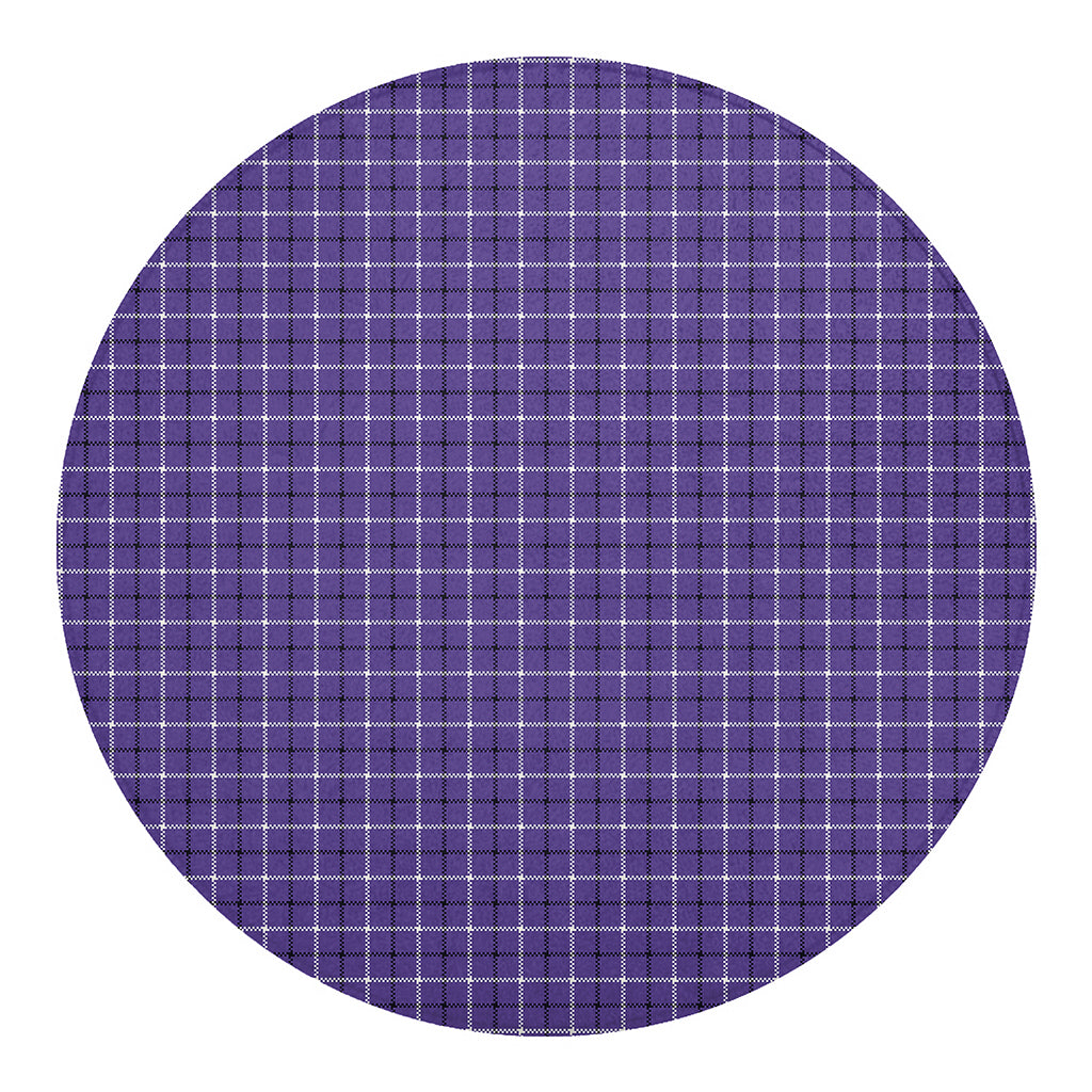 Purple And White Tattersall Print Round Blanket