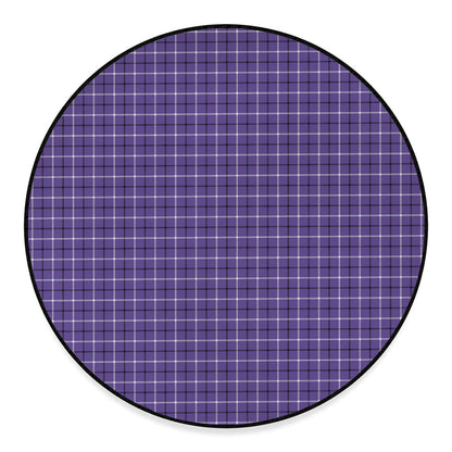 Purple And White Tattersall Print Round Floor Mat