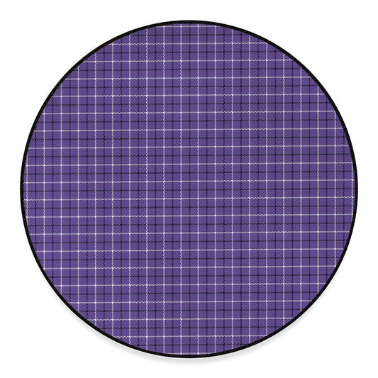 Purple And White Tattersall Print Round Floor Mat