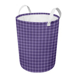 Purple And White Tattersall Print Round Laundry Basket
